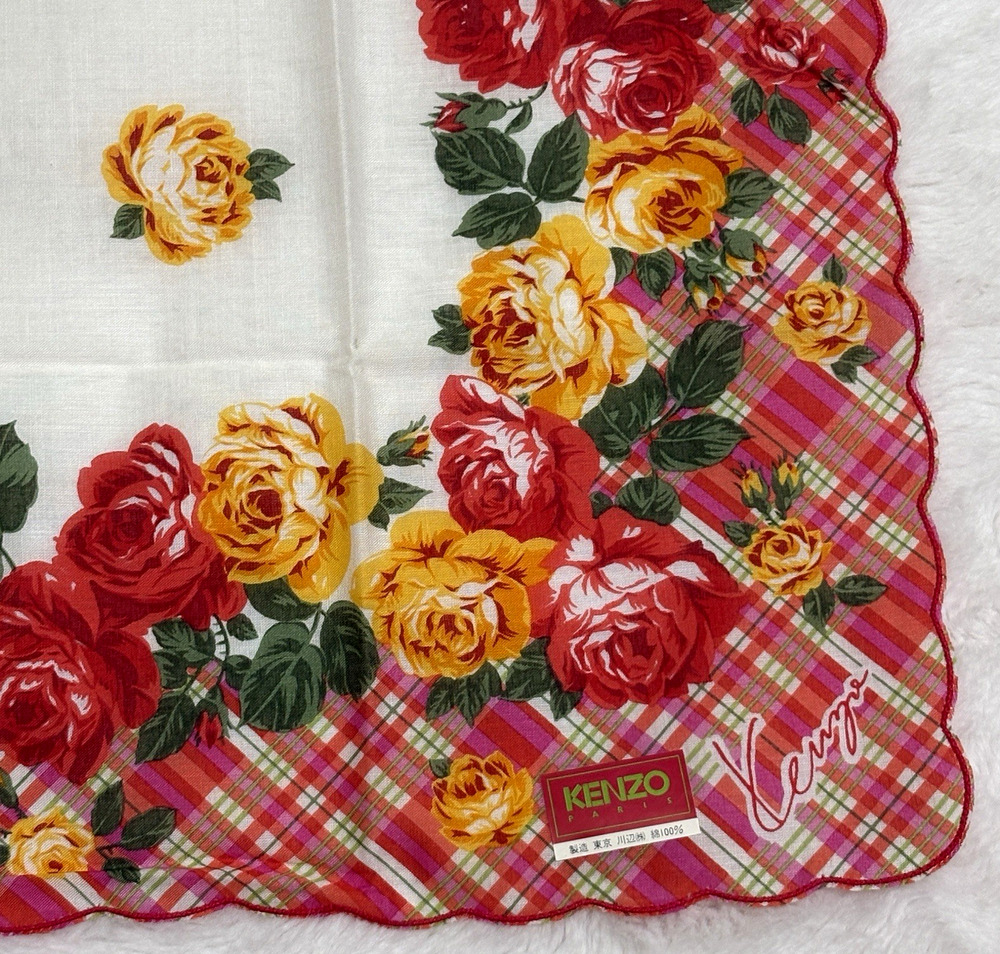 Kenzo Scarf 18"x 18" Pink Floral Silk Square – Plaid Brand New with Tags
